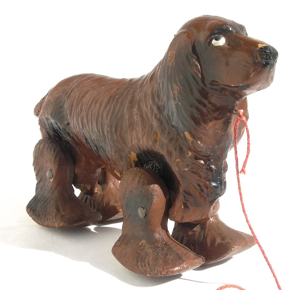 Vintage Noma Brown Dog Pull Toy Composite Material
