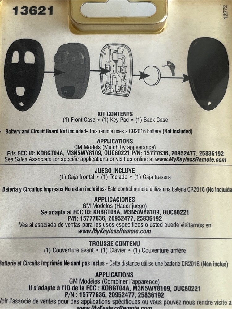 Dorman HELP! 13621 Keyless Remote Case For Various GM Models