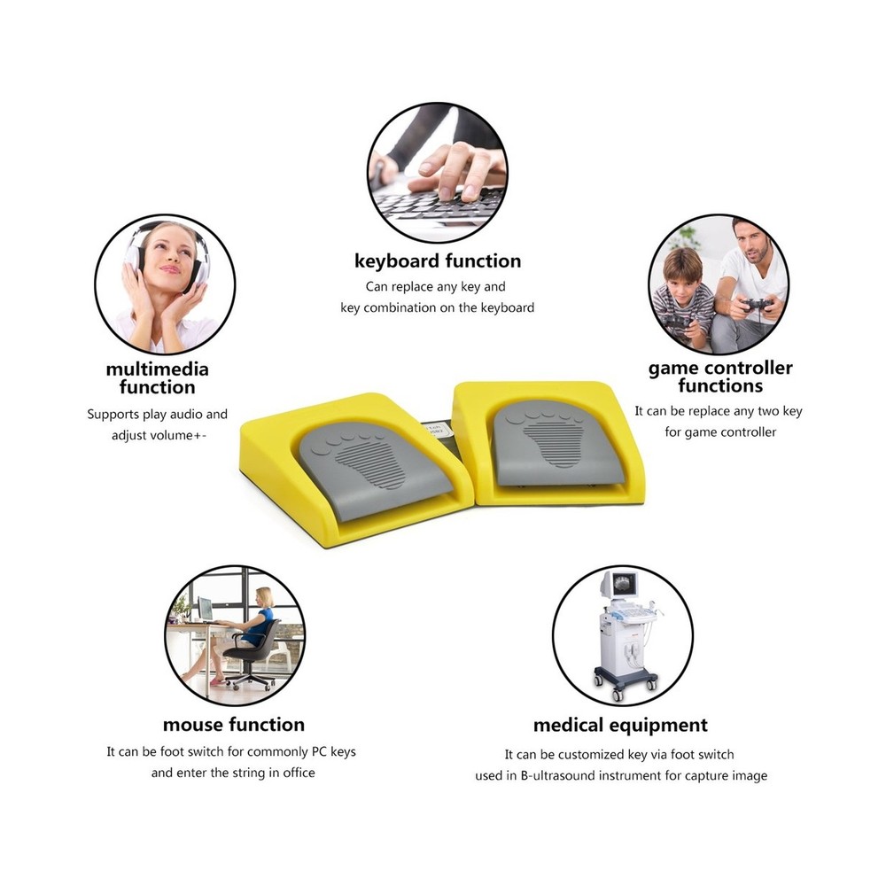 iKKEGOL USB Double 2 Foot Switch Control Pedal Video Game Customize... Fast Ship