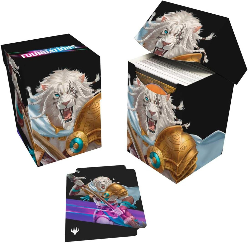- Foundations Ajani 100+ Deck Box Light for Magic: the Gathering, MTG Storage Co