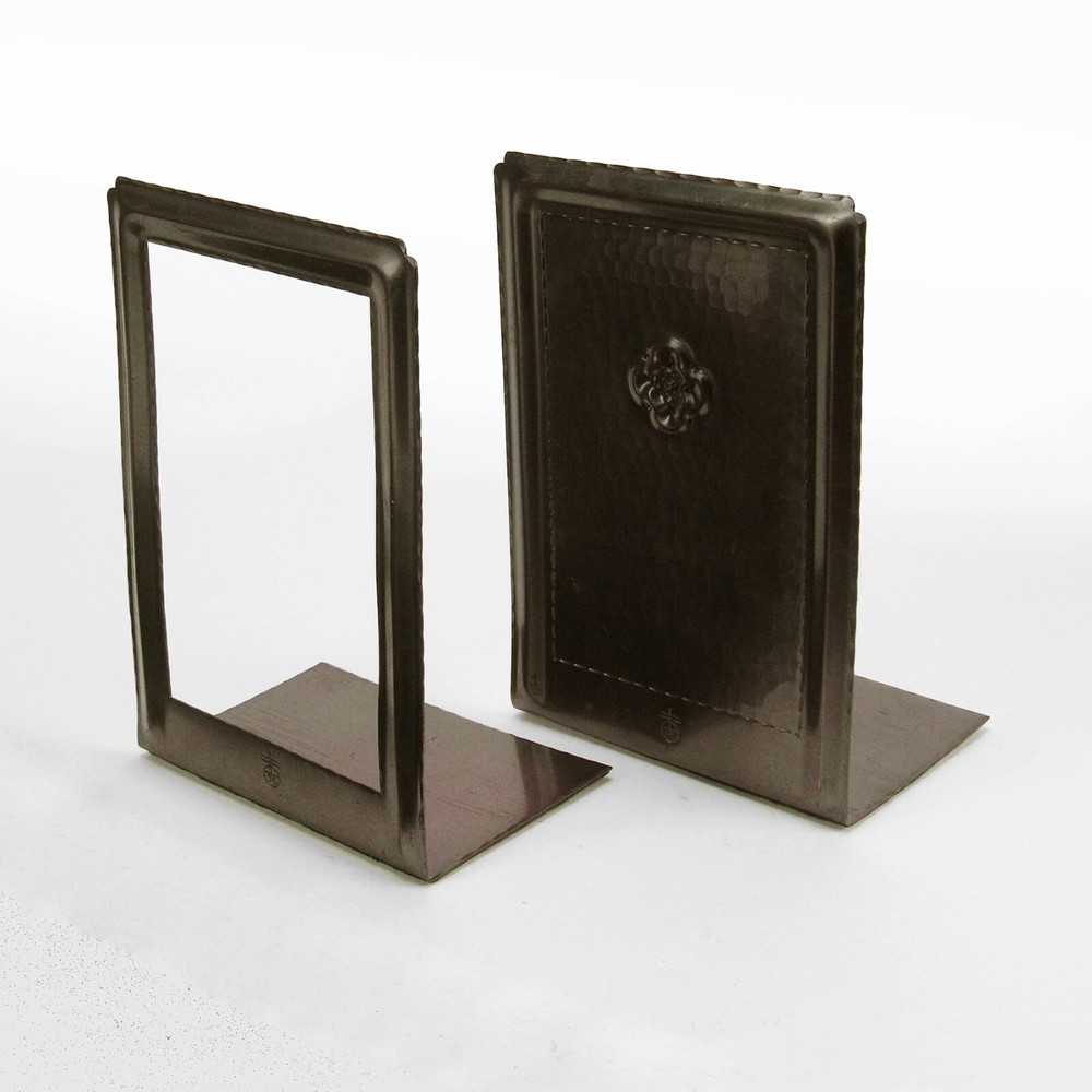 Roycroft shops hammered copper frame & panel bookends arts & crafts brown