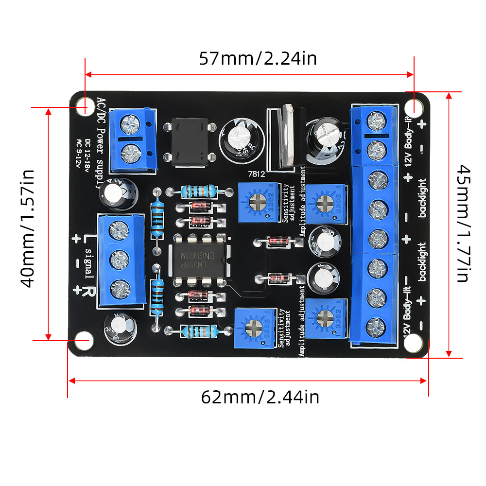 AC9-12V DC12-18V Pre-amplifier VU Level Meter Driver Board DB Level Meter Driver