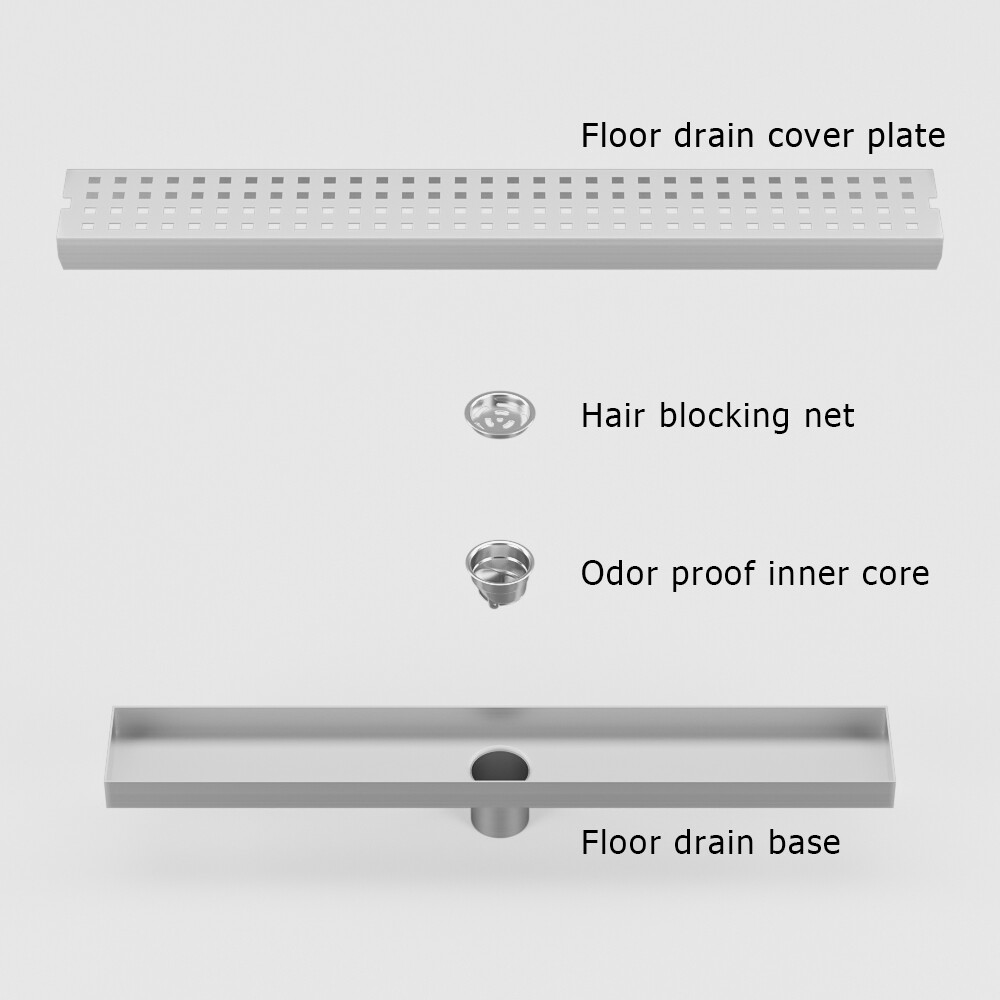 Invisible Linear Shower Floor Drain Square Rectangular Bathroom Stainless Steel