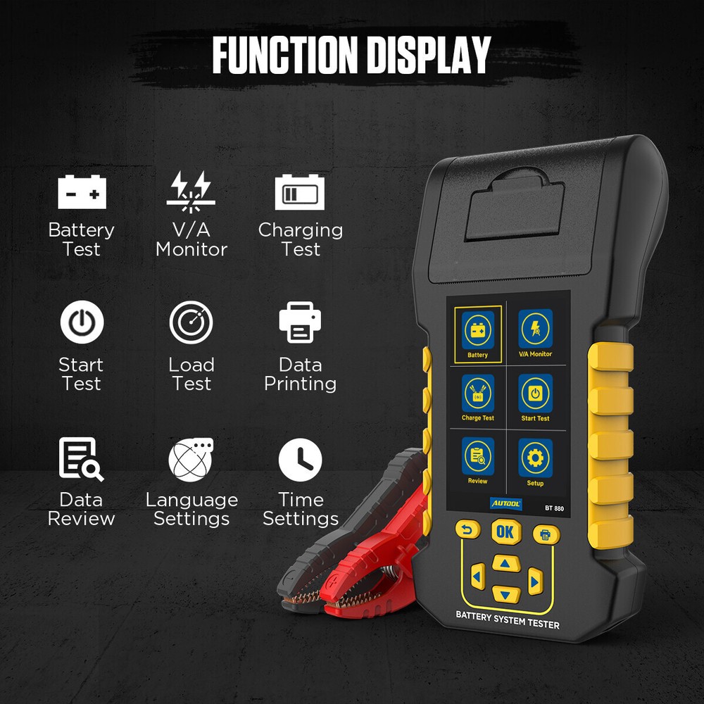 Car Battery Tester Analyzer Battery Load Tester Cranking Charging Diagnostic