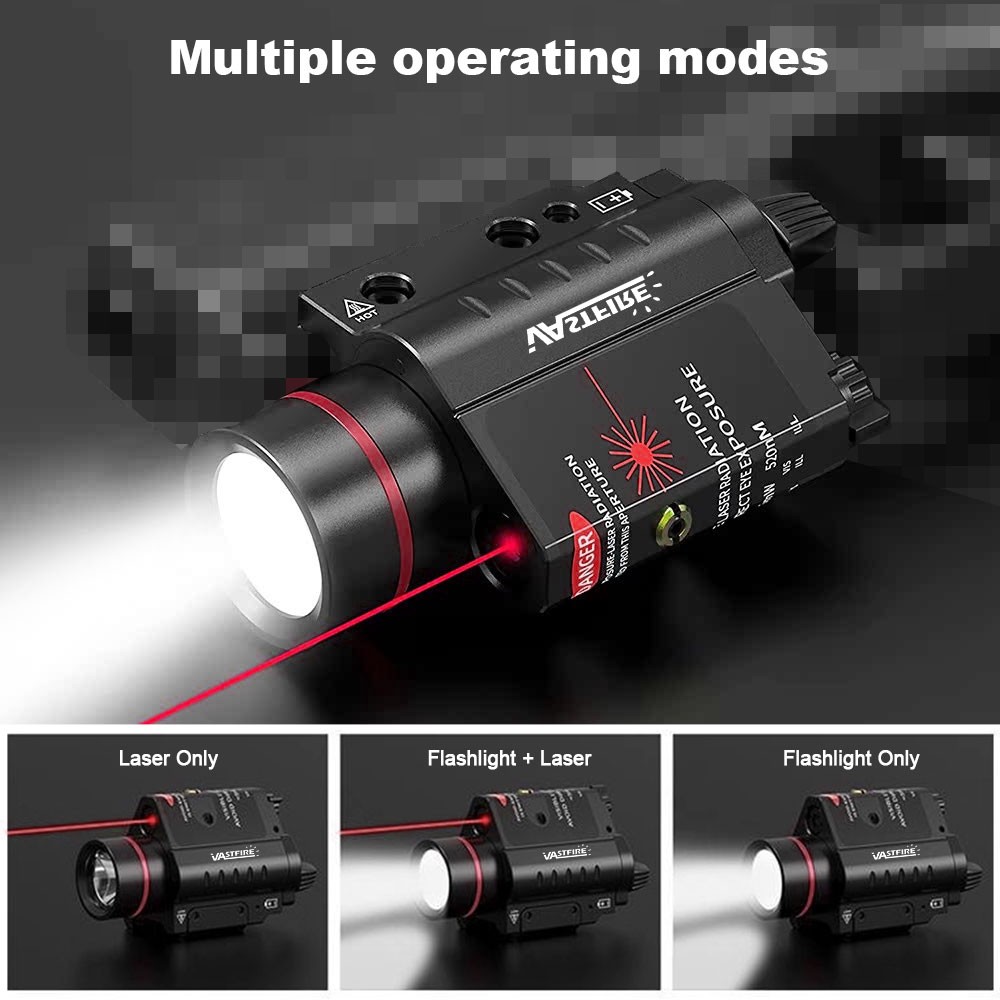 Red Laser Sight LED Light Predator Hunting Flashlight 20mm Picatinny Rail Mount