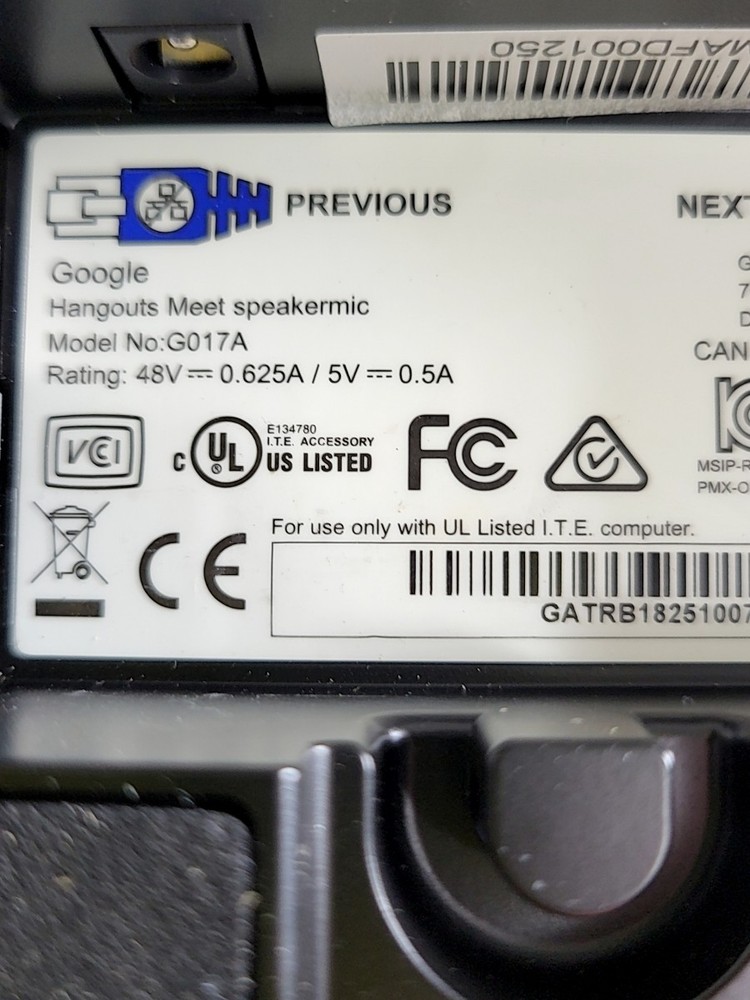 GOOGLE G017A Hangout Meets Speakermic SEE NOTES