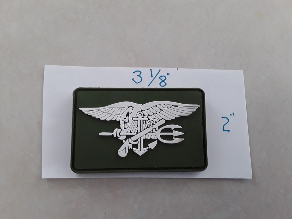 2 pc US Seal team rubberized patches 3-1/8x2" Hook back