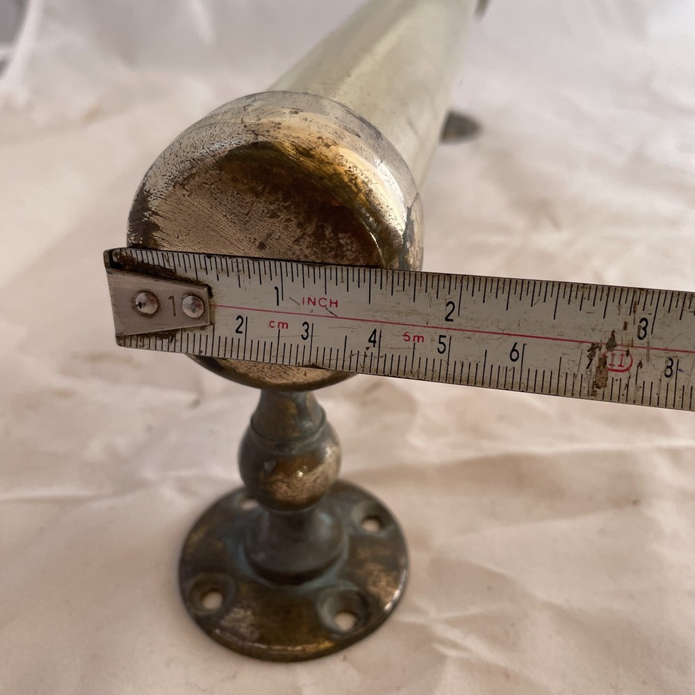 large vintage brass pull door handle. Solid. Reclaimed English.