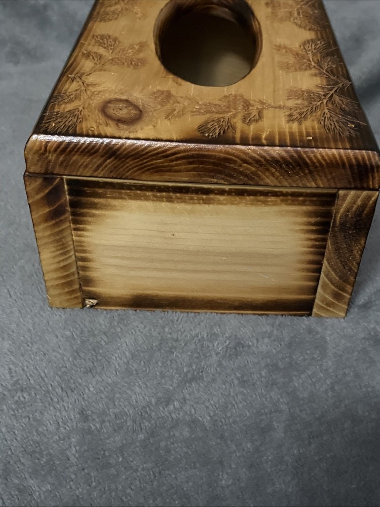 Solid Wood Kleenex Tissue Box Cover Hand Crafted , Engraved With w/Chick-a-dees