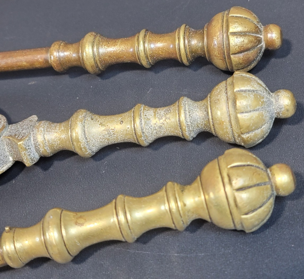 3-Piece Antique Brass Fireplace Tool Set