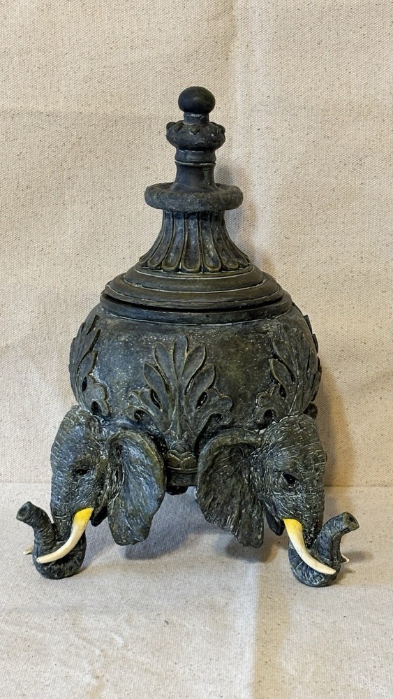 Black Elephant Incense Burner With Lid Meditation
