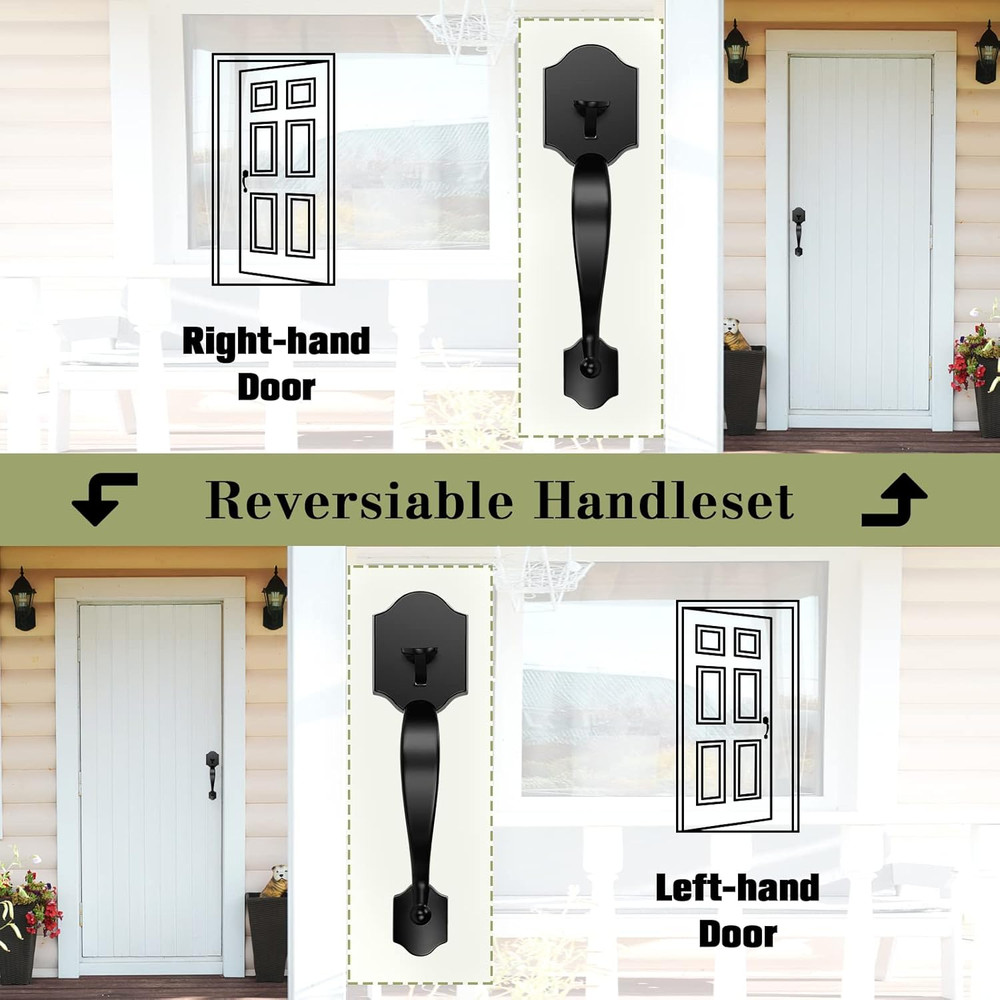 Single Cylinder Exterior Handleset, Keyless Front Door Handle with Lever Inside,