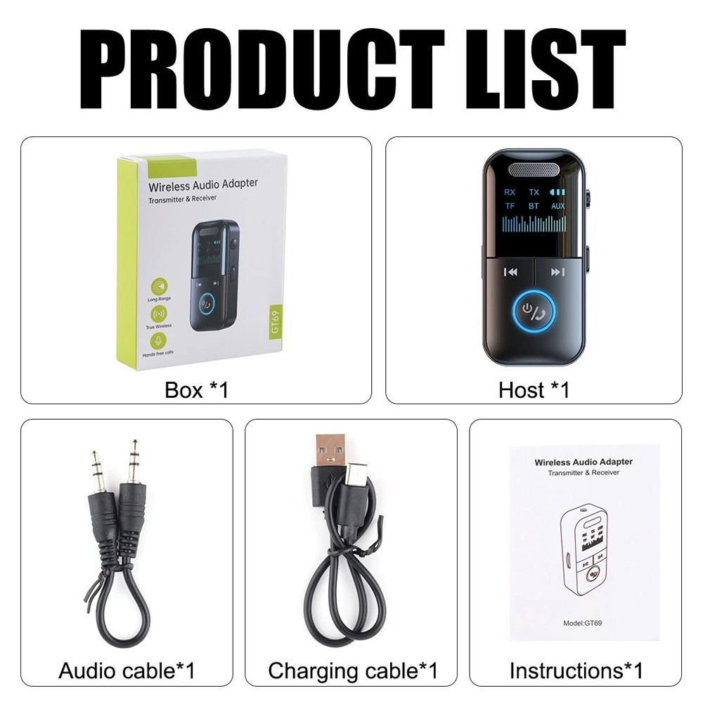 4 in1 Bluetooth Audio Adapter Wireless Receiver Transmitter 3.5mm Aux MP3 Player