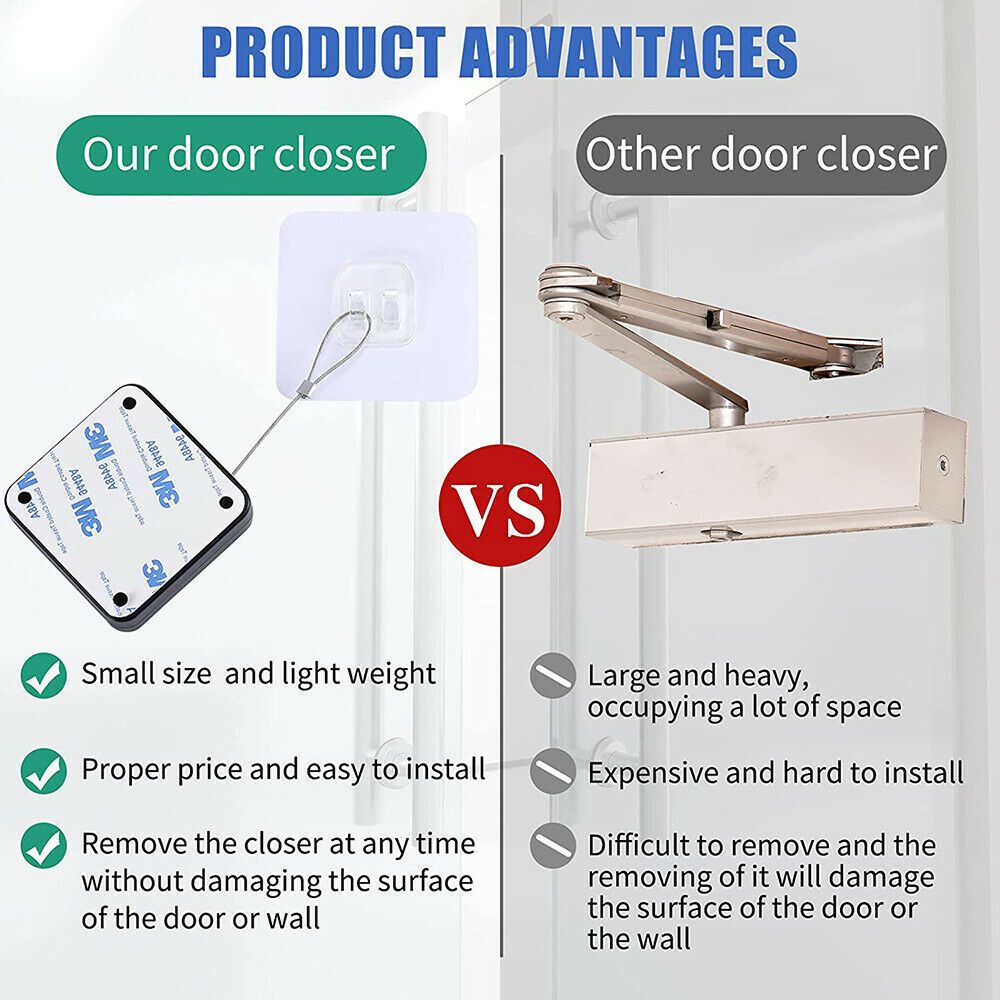 2Pcs Multifunctional Punch-Free With Drawstring Automatic Sensor Door Closer