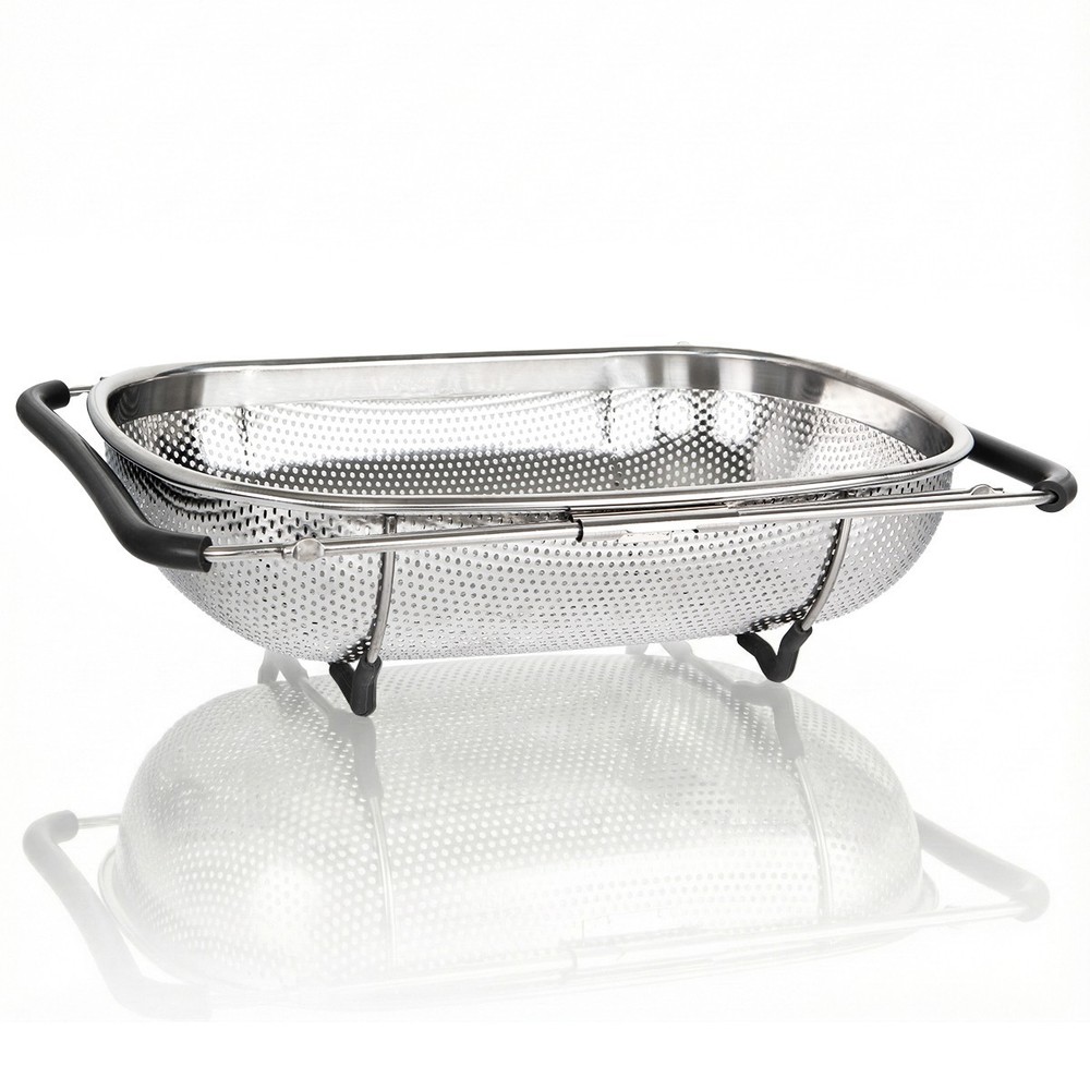 tatsyWay Over The Sink Colander Stainless Steel Oval Fine Mesh Strainer Kitchen