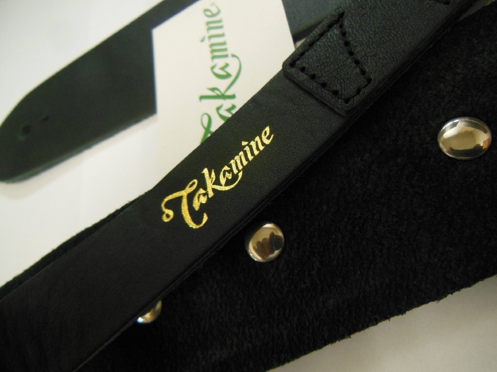 Takamine Black Leather Guitar Strap Adjustable Comfortable Made accessories E314