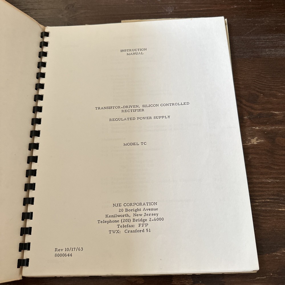 NJE TC Transistor-Driven Silicon Controlled Rectifier Regulated Instruction