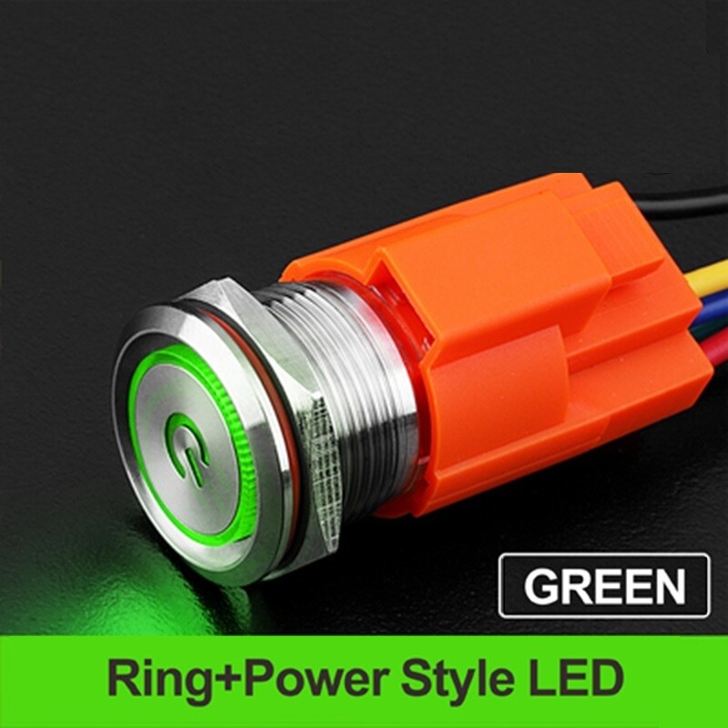 19mm Latching LED light 110V Red Blue Button Waterproof Metal Push Button Switch