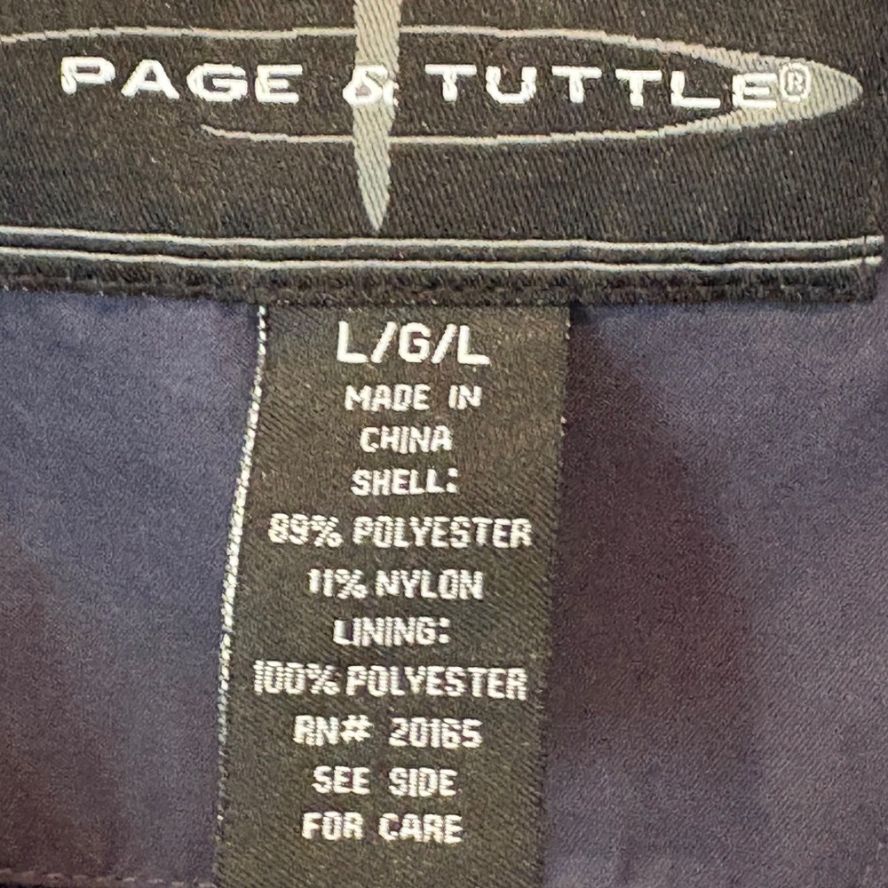 Page & Tuttle Mens Large 1/4 Zip Pullover Jacket Windbreaker Navy Blue Golf EUC!