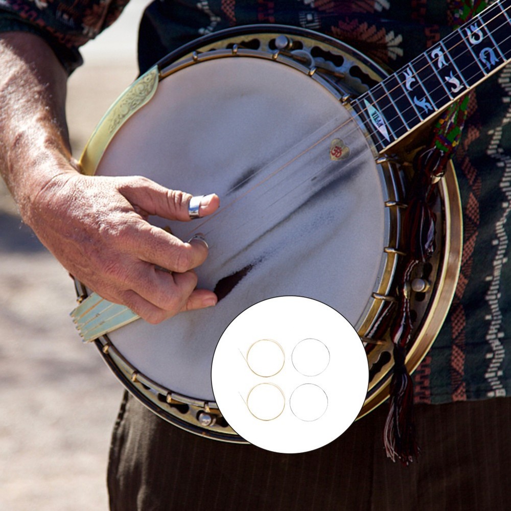 1 Set of Steel 4-string Banjo Strings Replacement Banjo String Accessories