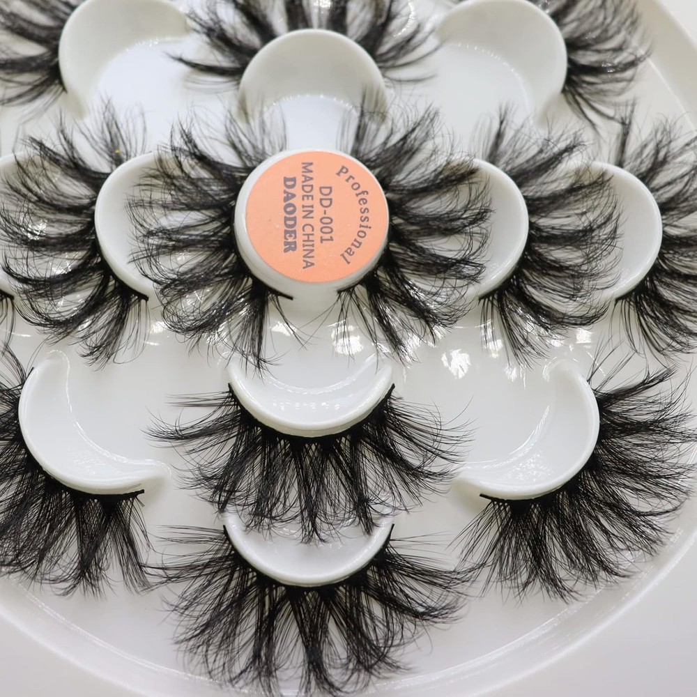 DAODER False Eyelashes 25mm Lashes Wispy Long 8D 7 Pair (Pack of 1), Black