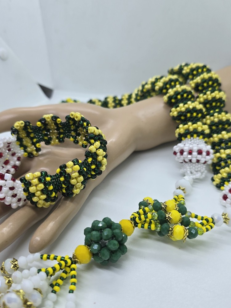 Set de collar e idde ORULA CON obatala AYAGGUNA Deluxe Tejido