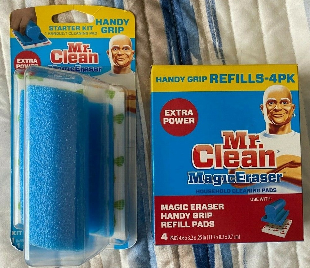 Mr. Clean Handy Grip Starter Kit ~ AND ~ 4-Pack Refills NEW