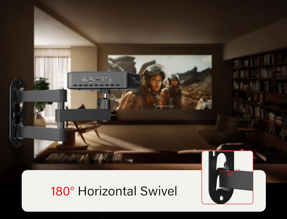 Universal Projector Wall Mount - 360° Rotation & Adjustable Tilt, Fits 1/4" S...