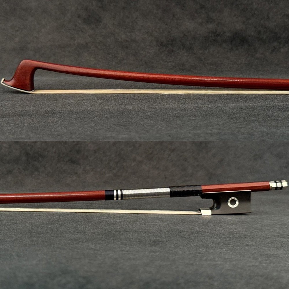 Master Antique Pernambuco Violin Bow 4/4 Ebony Ring Frog Silver Parts Stiff