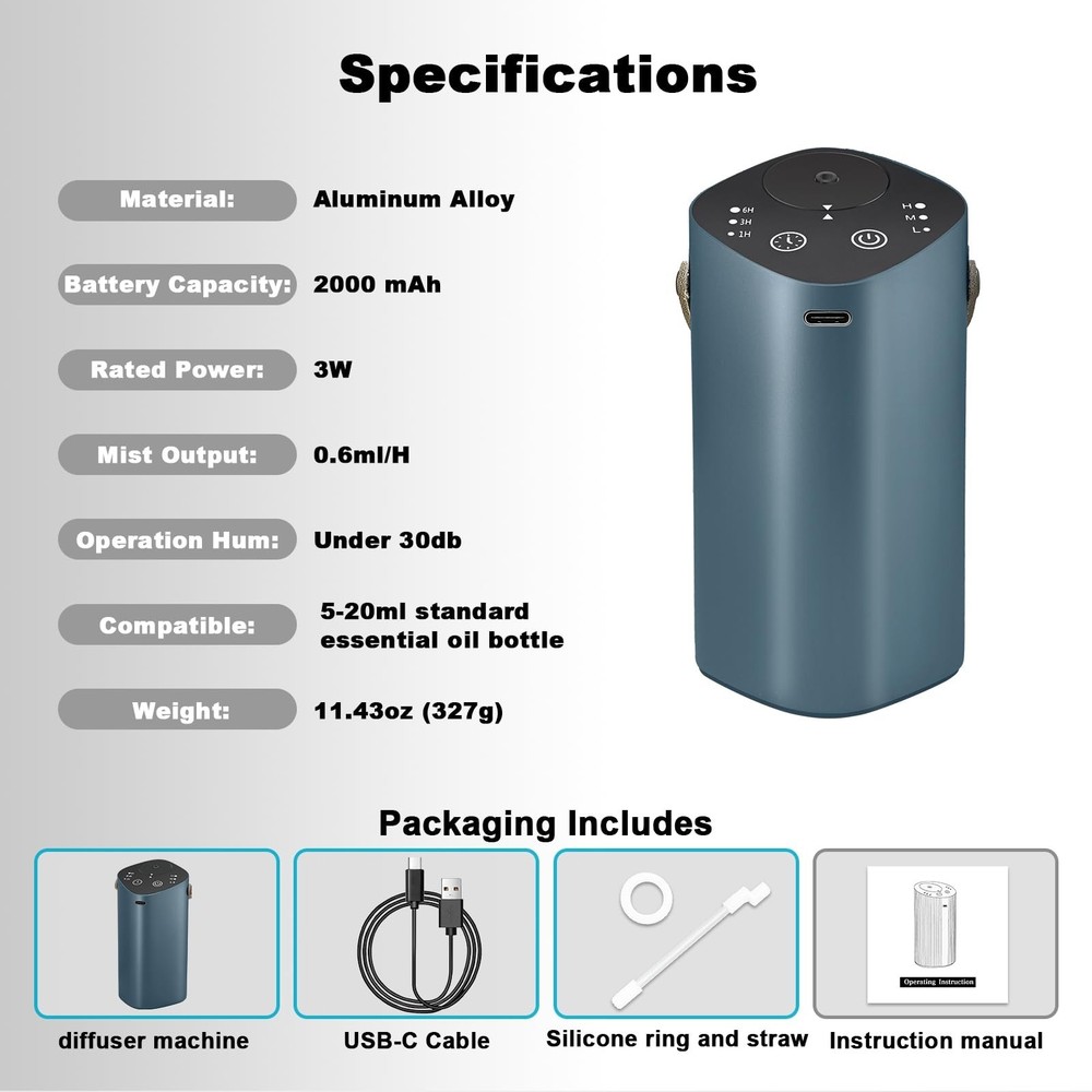 Waterless Essential Oil Diffuser for Car & Home, Aromatherapy Diffuser with 4...
