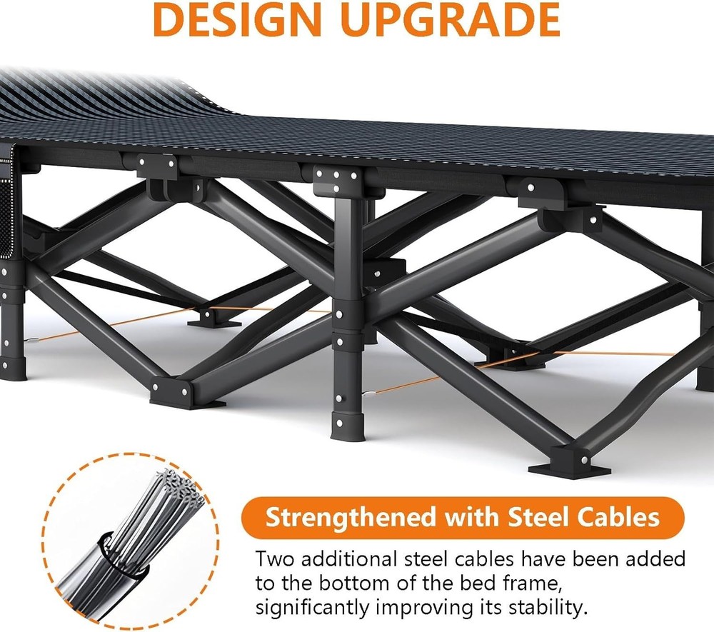 Oversized Camping Cot for Adults with Cushion, 31.5" Folding Sleeping Bed