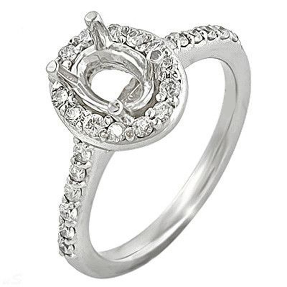 Semi Mount Ring Setting 7x5mm Oval 925 Sterling Silver with Natural Zircon
