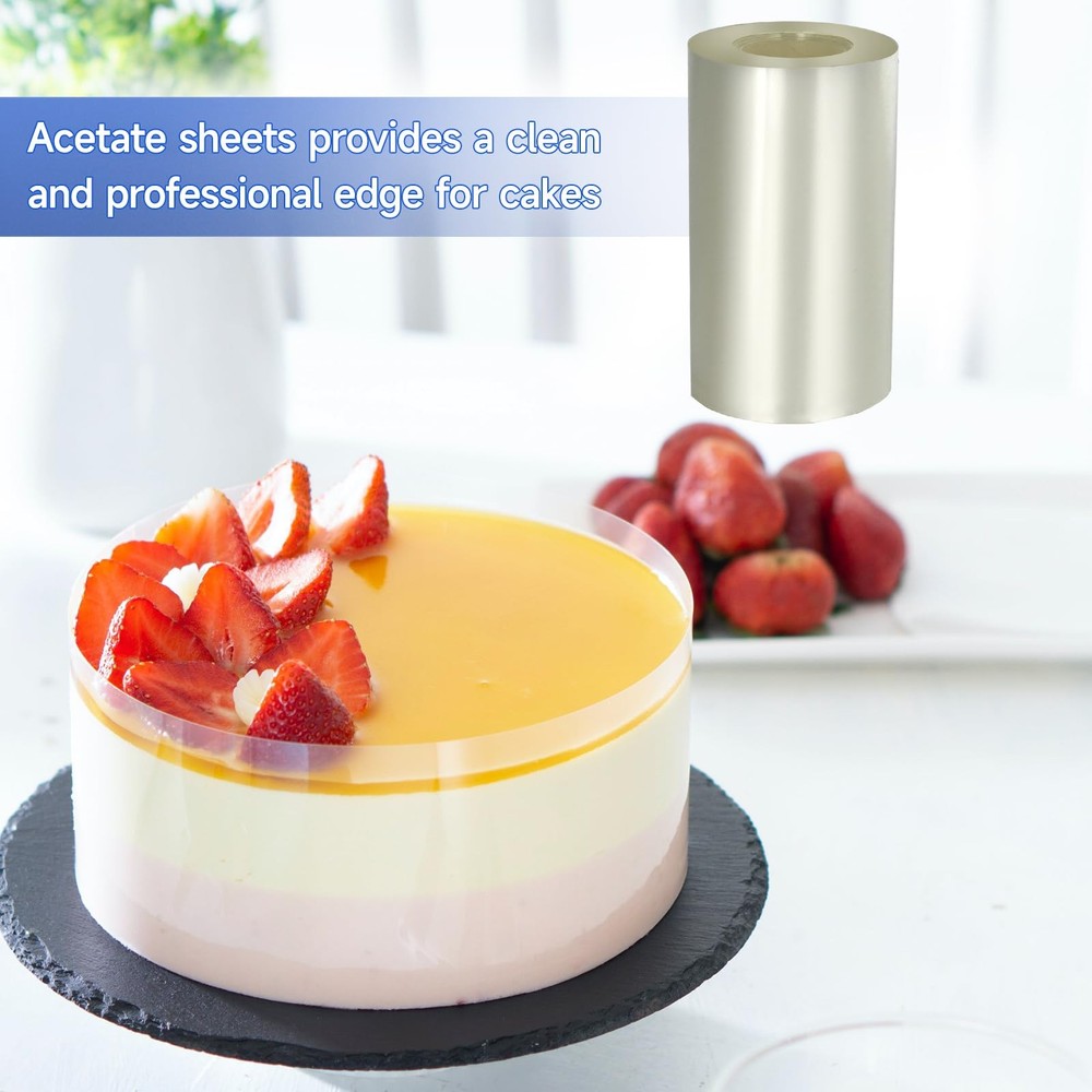 2 PCS 3x394 inch Cake Collars Transparent Acetate Sheet Roll for Baking
