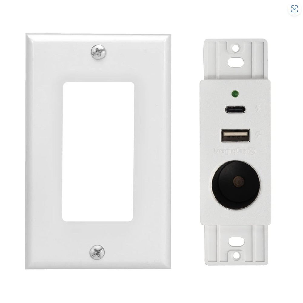 Multi-Device RV Wall Charger, USB-C, USB-A, VPA, White, Electrical Outlet