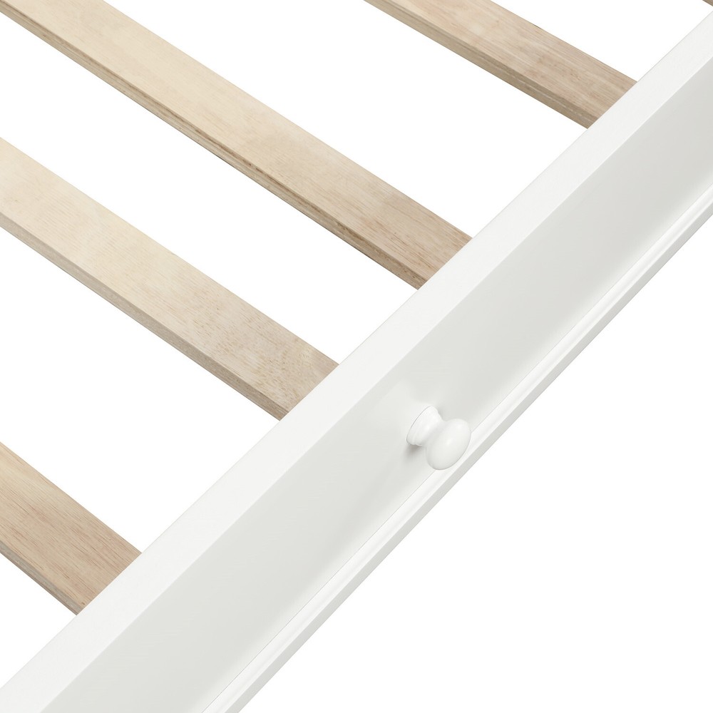 Twin Size Daybed Wood Bed Frame Sofa Bed with Pull-Out Trundle Bed White