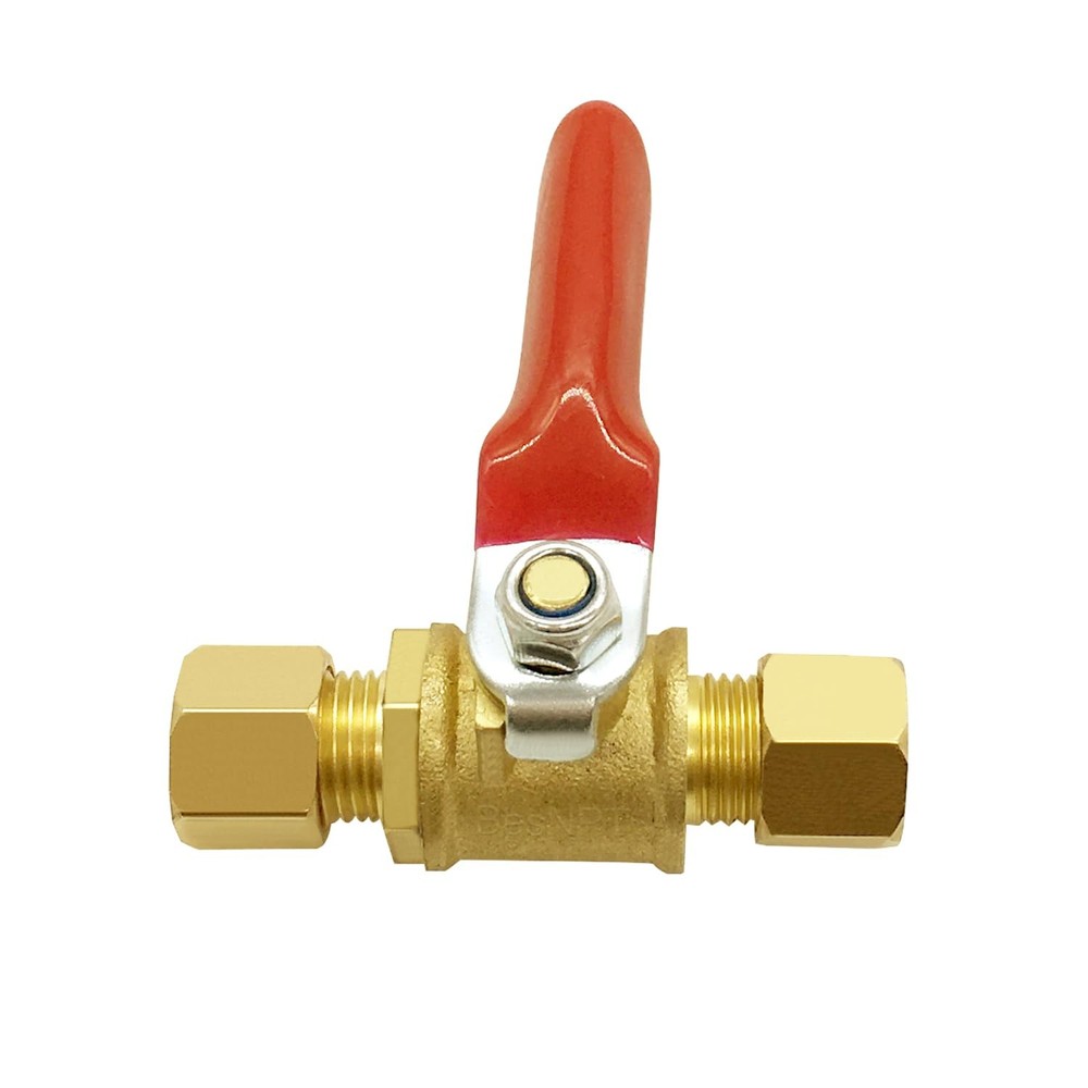2 PCS Brass Mini Ball Valve Shut Off Switch 1/4 Compression Fitting
