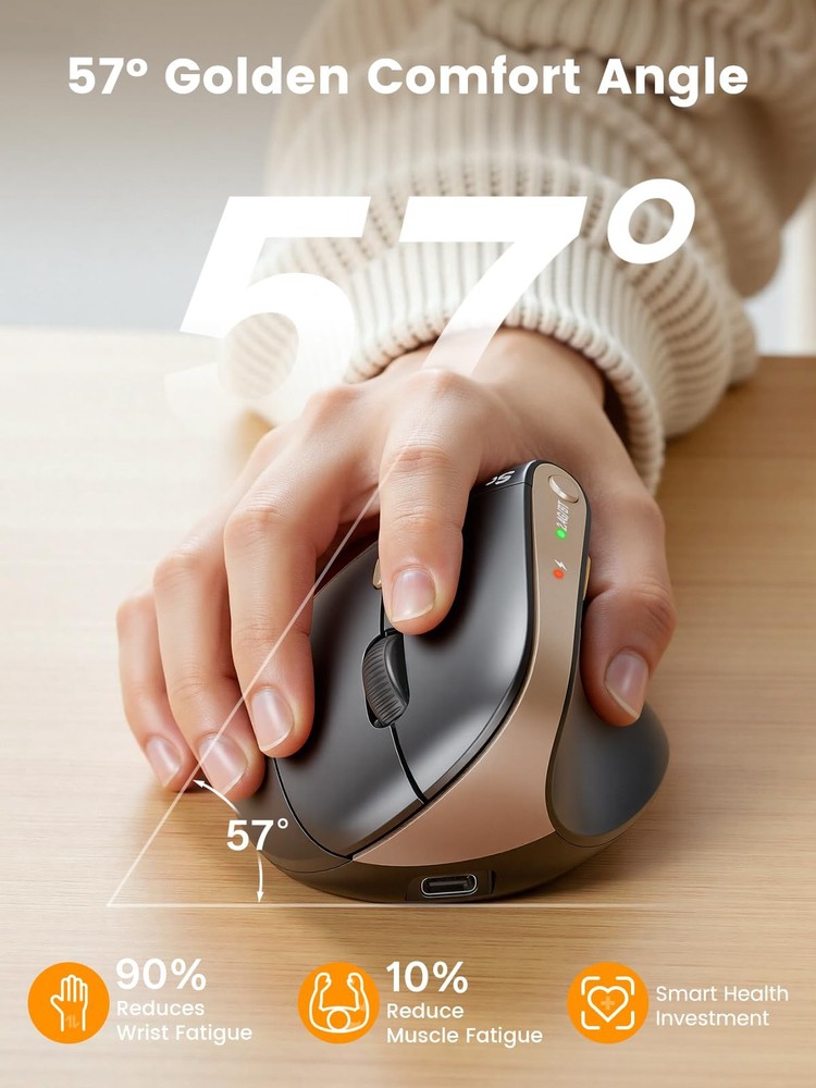 SABLUTE MAM3 Ergonomic Mouse, Bluetooth Mouse for Small/Medium Hands,DualDevi...