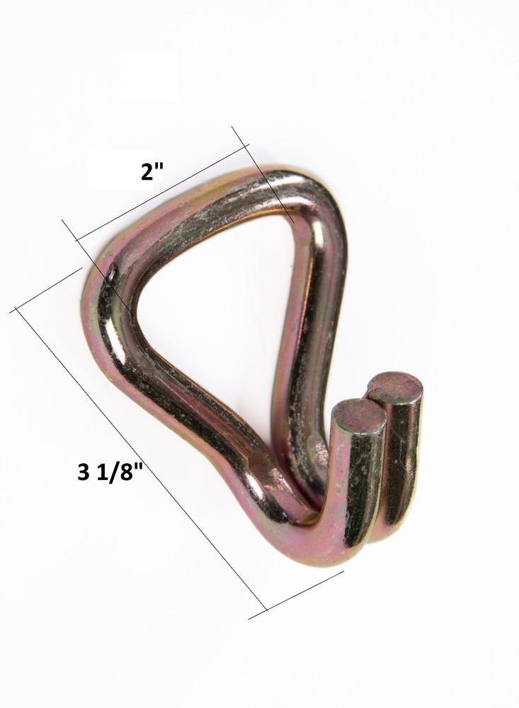 10 pcs - 2" Heavy Duty Double J Wire Hook tie down strap cargo webbing rigging