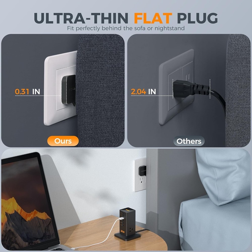 USB Charging Station for Multiple Devices 30W 6 USB Charger Tower Type C Charge