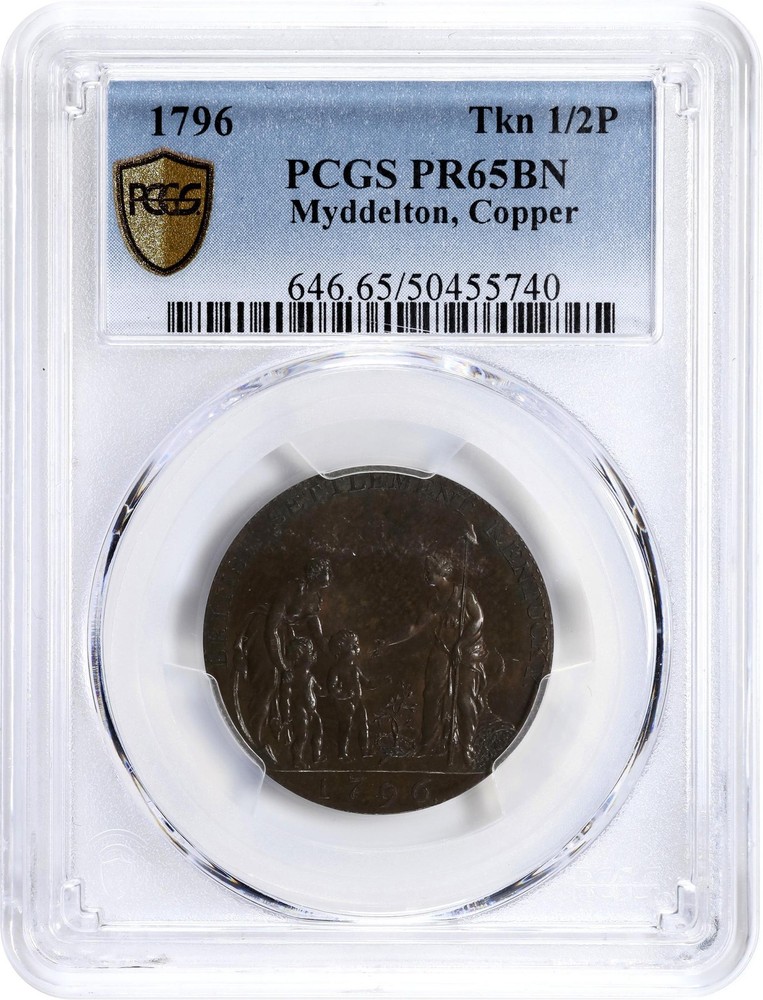 1796 MYDDELTON TOKEN PCGS PR 65 BN