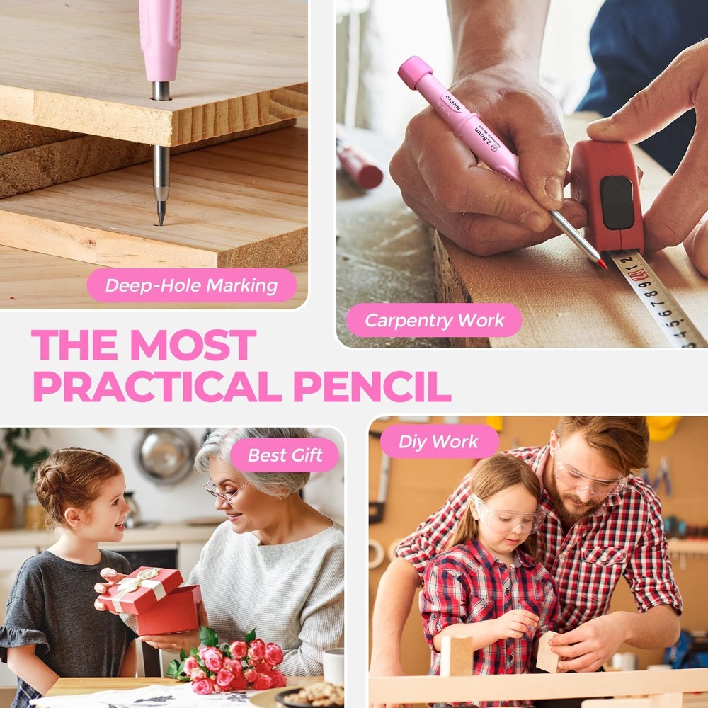 Nicpro CP3000 Carpenter Pencil with Sharpener, Construction Mechanical Pencils