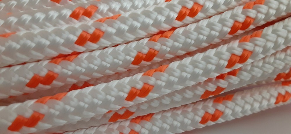 5/16 x 150 ft. Double Braid-Yacht Braid polyester rope hank. White/Orange
