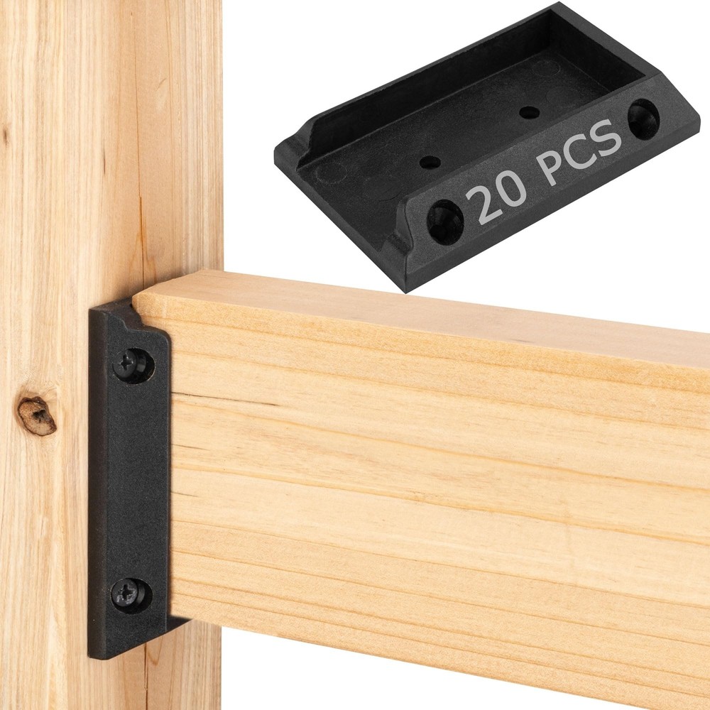 20pcs Deck Railing Brackets, 2x4, Black, PP Plastic, Mounting Type: Railing M...