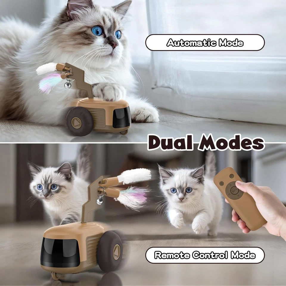 2 Pack, Turbo Tail 4.0 Smart Remote Control Cat Toy Automatic Obstacle Avoidance