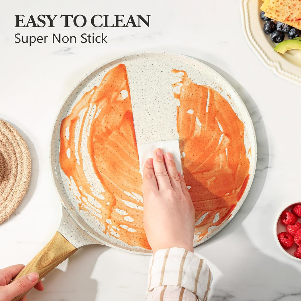 10" White Granite Nonstick Crepe Pan, Induction Compatible