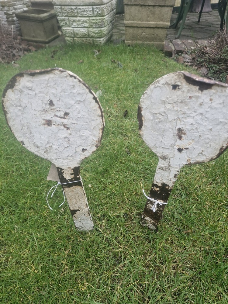 Pair Victorian Cast Iron Markers Original Paint