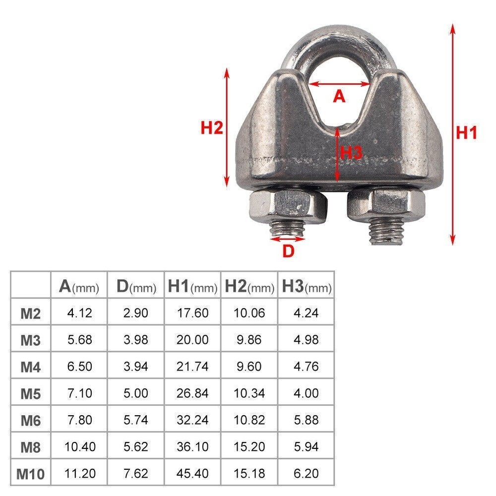 30PCS M4 Wire Rope Fixed Clamps with Triangular Ring