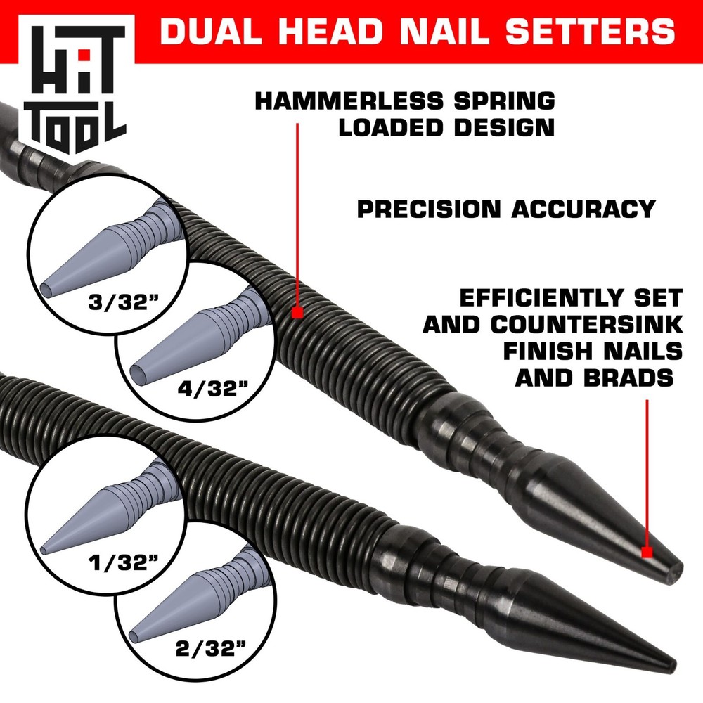 HIT Tool Pro Finish Kit Nail Set Combination Hammerless Spring Tool Set