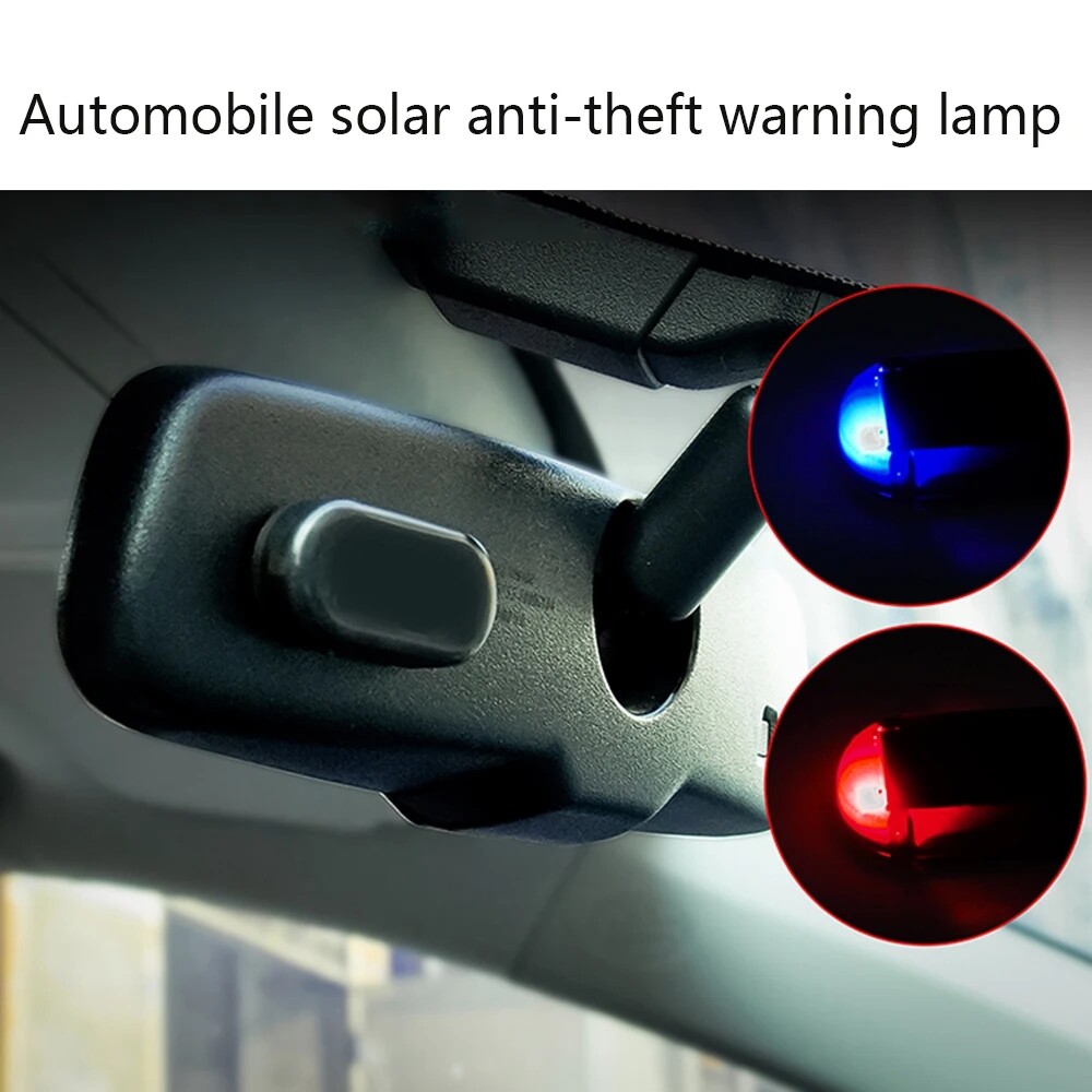 2× Car Alarm Warning Solar Flash LED Light Fake Security System Anti-theft Signa