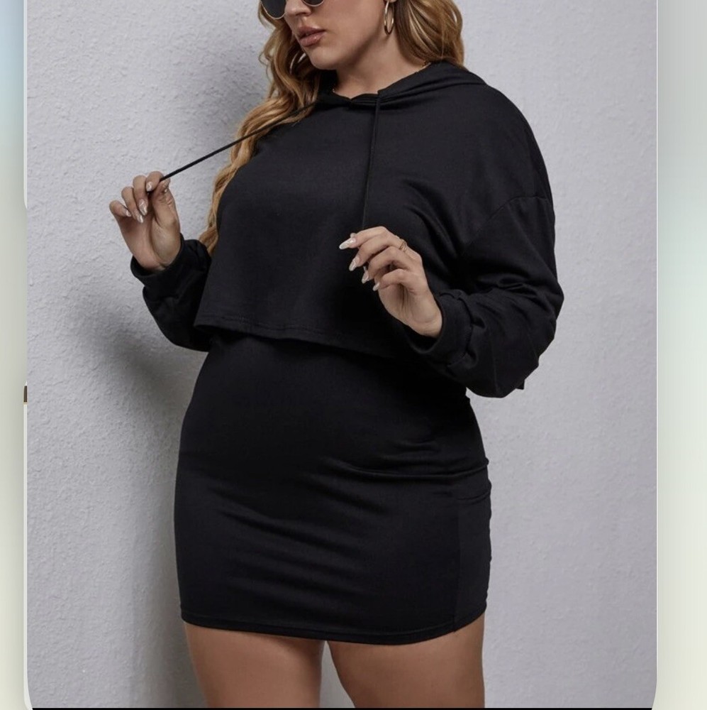 Drop Shoulder Drawstring Hoodie & Skirt size 14